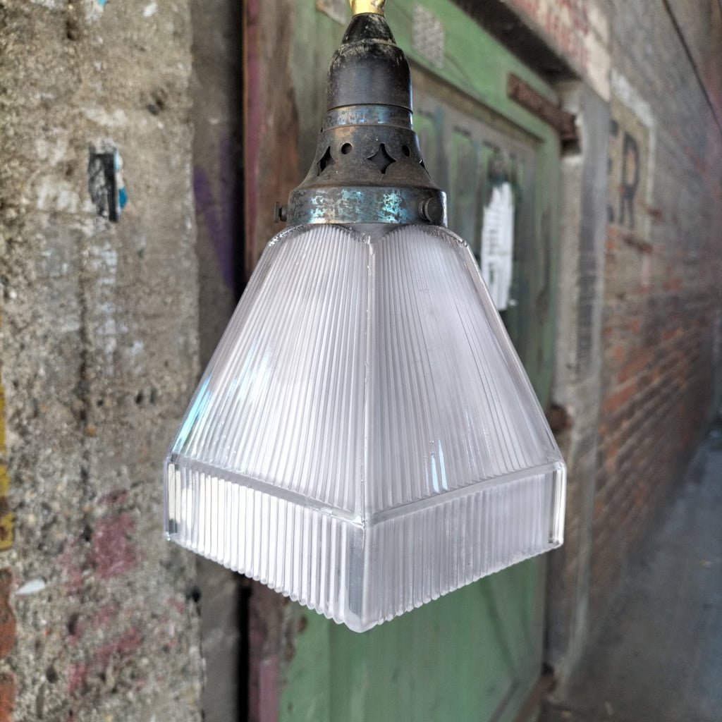 Vintage Frosted Glass Holophane. AG4