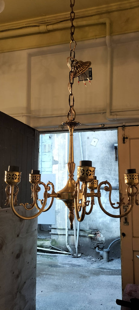 Brass Chandelier 5 Arm     Kiwi Made   KM10