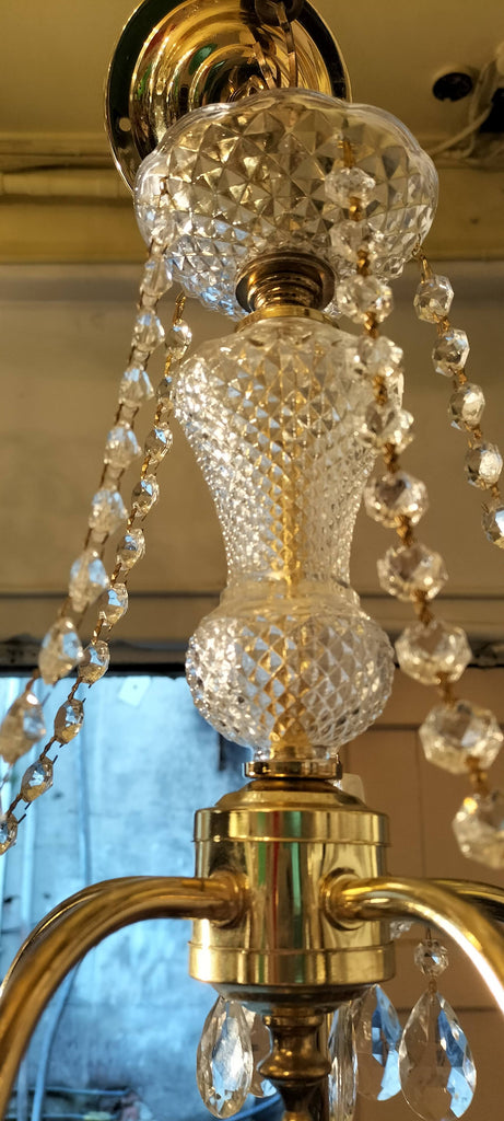 5 Arm Crystal and Gold Chandelier      80's    AT11