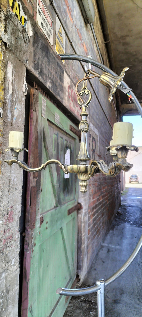 Brass Three Arm Chandelier   BSA!