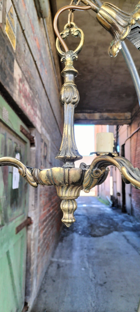 Brass Three Arm Chandelier   BSA!