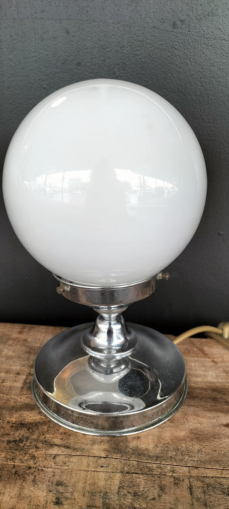 Art Deco Chrome Table lamp with Opaque Globe    ADL