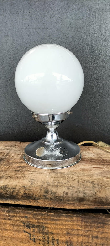 Art Deco Chrome Table lamp with Opaque Globe    ADL