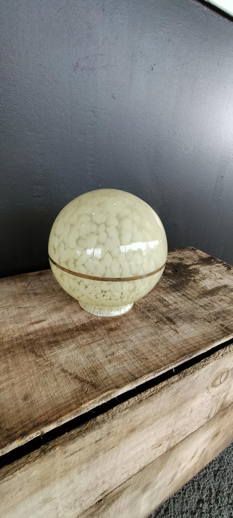 Small Dark Cream  Mottled Globe  with gold Band    CM12