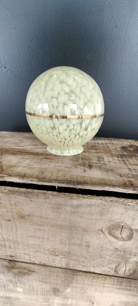 Small Dark Cream  Mottled Globe  with gold Band    CM12