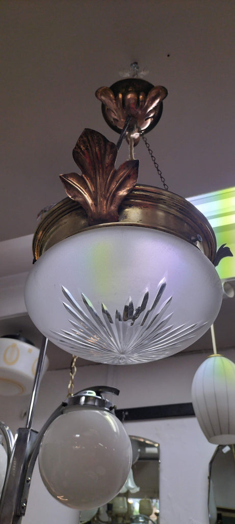 1930s USA Leafy Inverted Chandelier