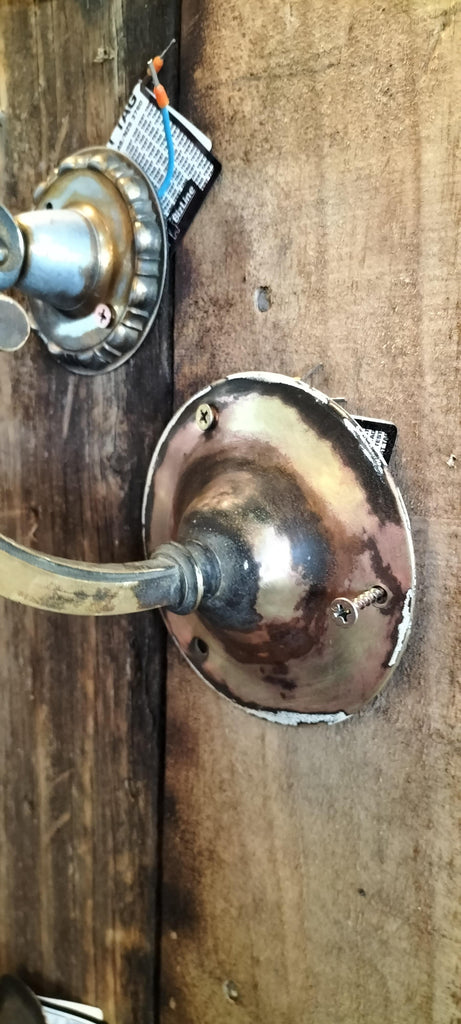 Victorian  Copper Wall Light with Holophane Shade