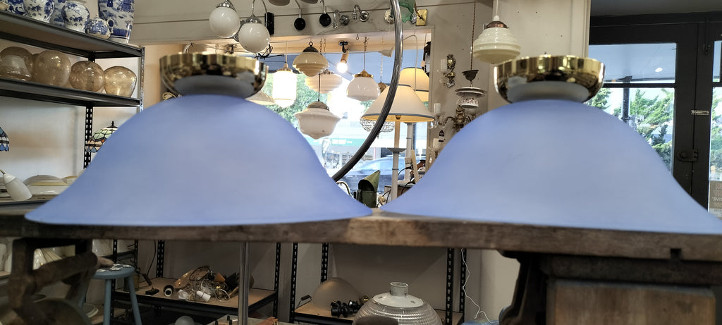 Light Blue Frosted Shade wit Brass Top   BB22