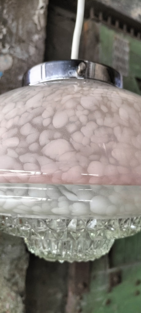 Unusual Art Deco Lightshade Pink and White Mottled Mix    MM77