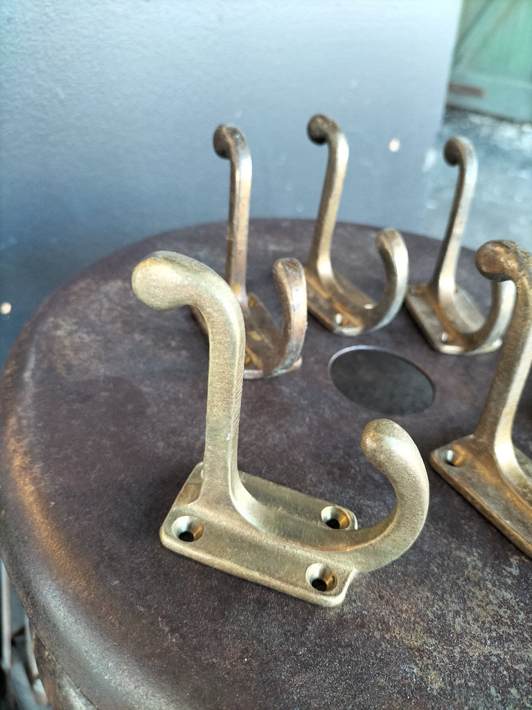Vintage Real Brass Coat Hooks   VC38