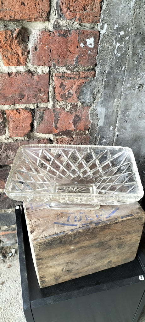 Retro Cut Glass Thick Dish