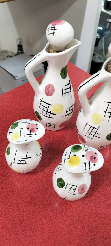 MID Century Oil,Vinager,Salt,Pepper Set