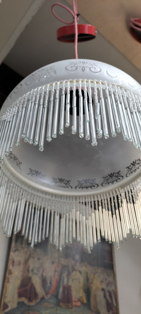 Frosted Glass Etched Shade with Tassels.
