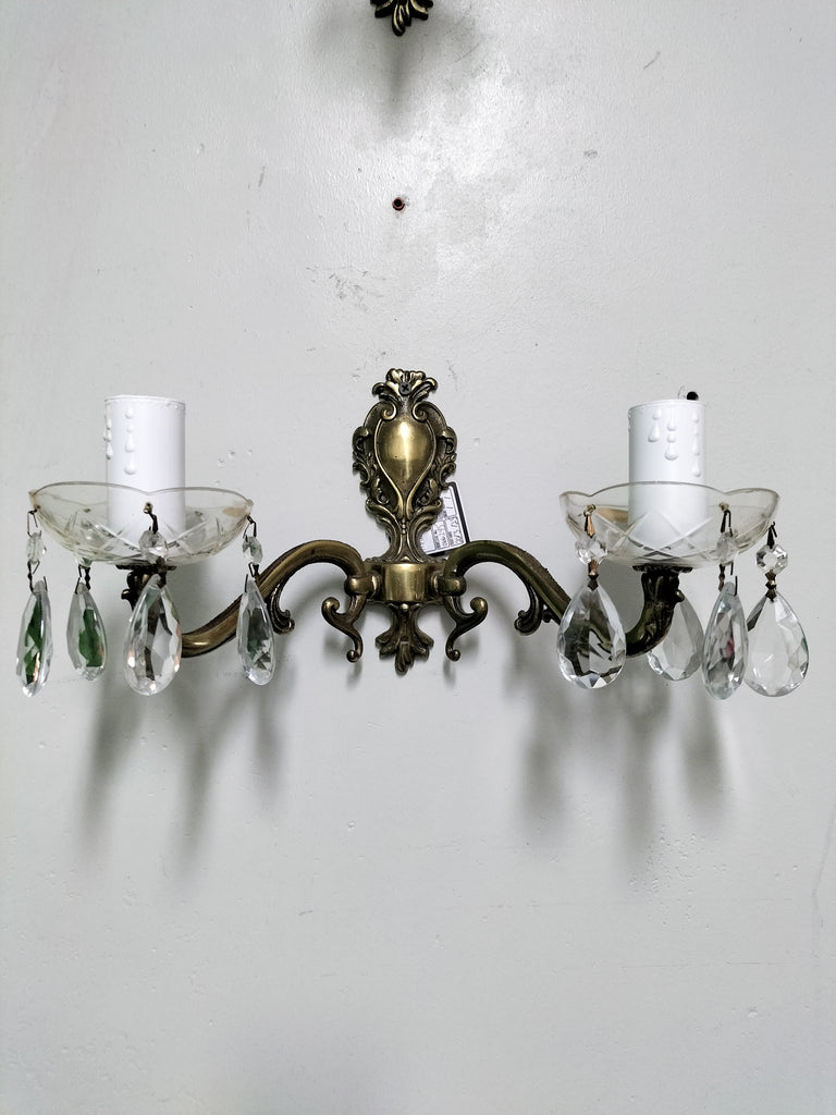 Brass and Crystal Sconce      BC8