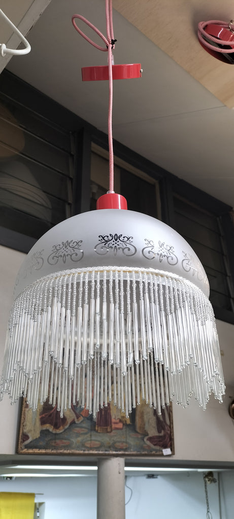Frosted Glass Etched Shade with Tassels.