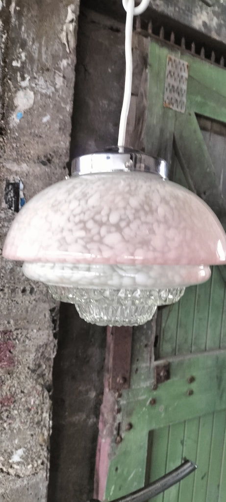 Unusual Art Deco Lightshade Pink and White Mottled Mix    MM77