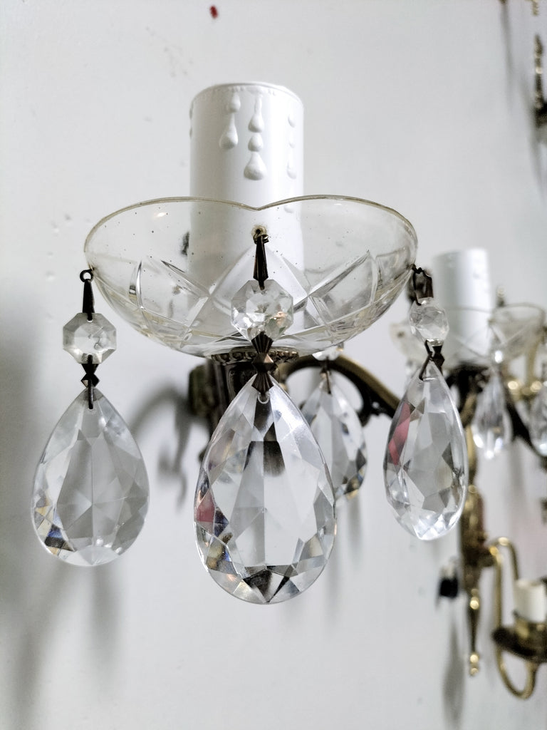 Brass and Crystal Sconce      BC8