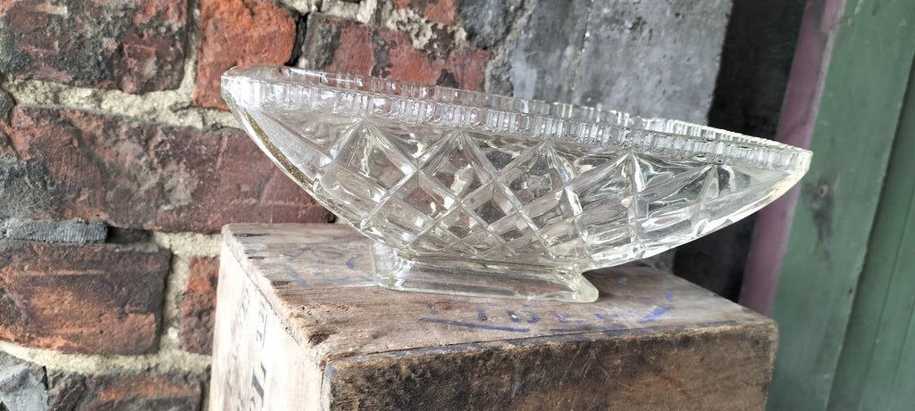 Retro Cut Glass Thick Dish