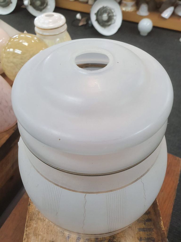 Mid Century  White and Gold Pendant Lightshade    E1
