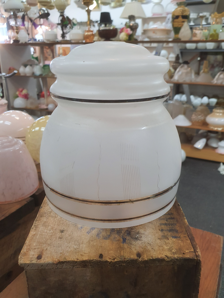 Mid Century  White and Gold Pendant Lightshade    E1