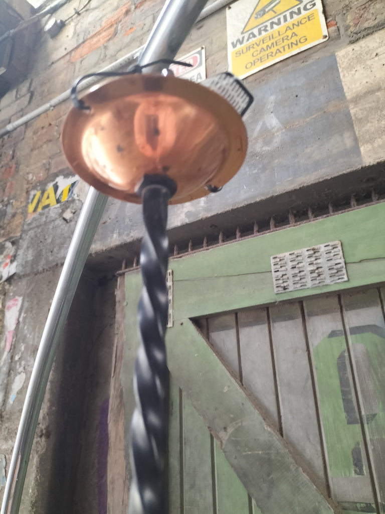 Three Arm Retro Copper and Wrought Iron Feature Light