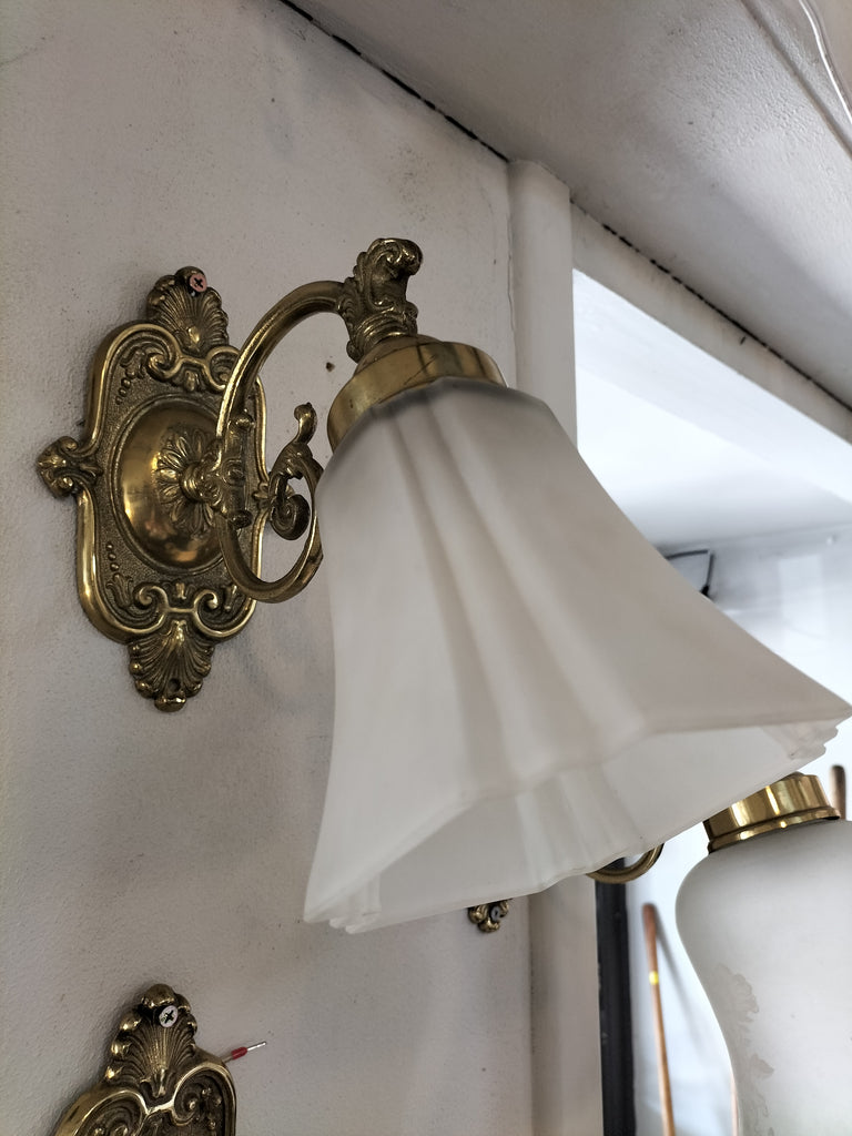 Brass Wall Light with Deco Shade            FD1