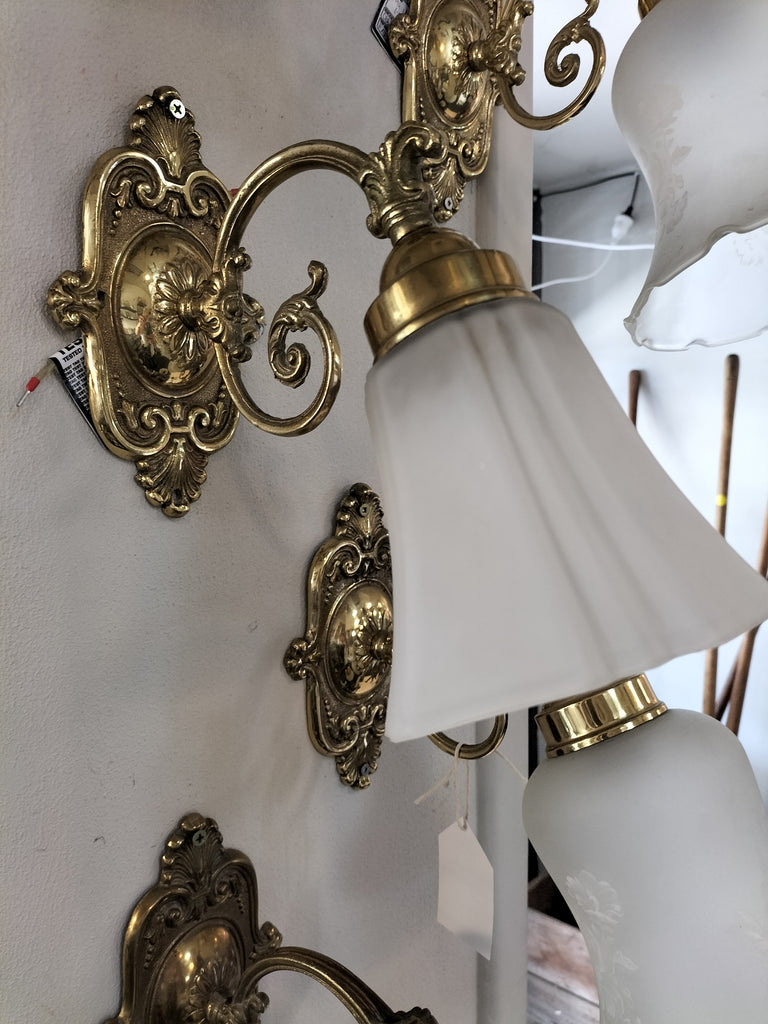 Brass Wall Light with Deco Shade            FD1