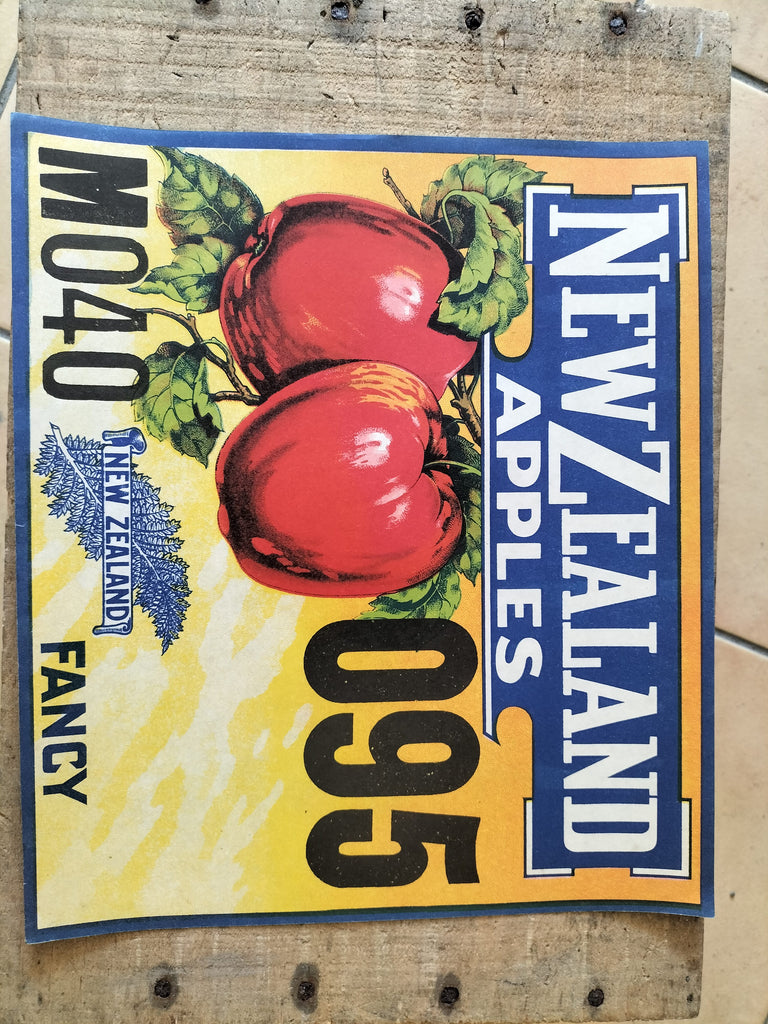 Vintage New Zealand Apples Label