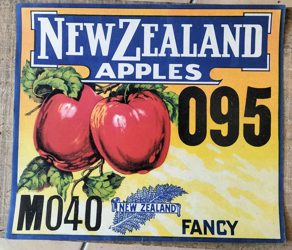 Vintage New Zealand Apples Label
