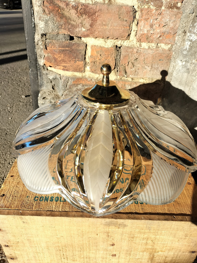 Brass and Glass Ceiling Light       1980's      CL2
