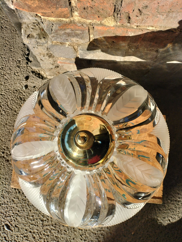 Brass and Glass Ceiling Light       1980's      CL2