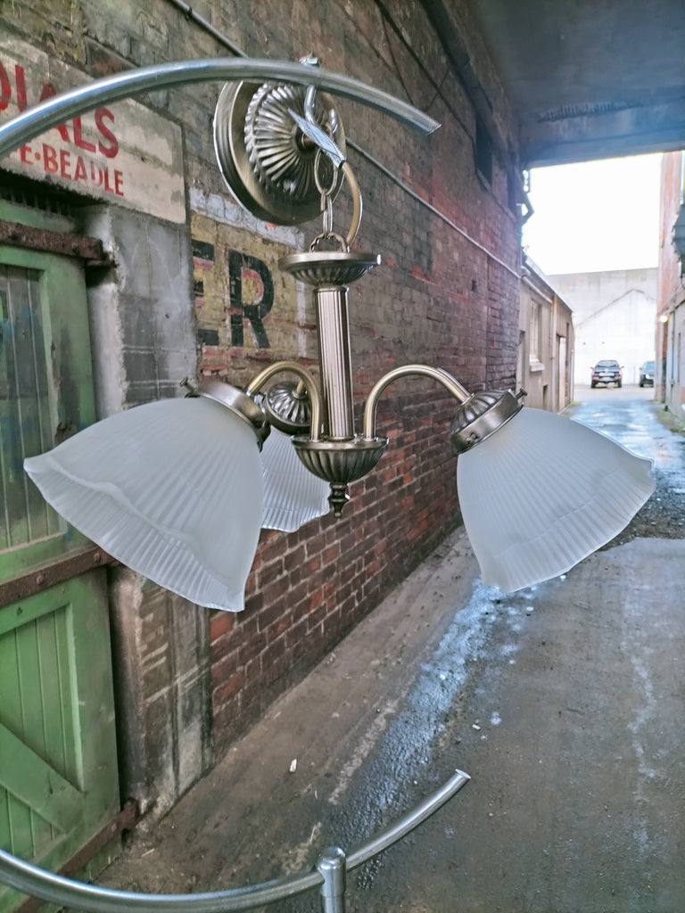 Three Arm with Frosted Glass Shades     TA4