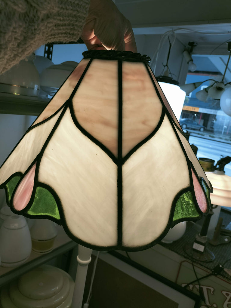 Large Pink White and Green Leadlight                    LL2